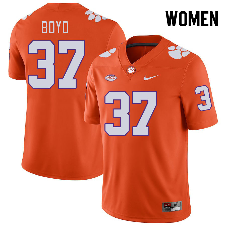 Women's Clemson Tigers Liam Boyd #37 College Orange NCAA Authentic Football Stitched Jersey 23HW30ZZ